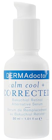 DERMAdoctor Calm Cool + Corrected Dermatologist Formulated Bakuchiol Retinol Alternative Serum for Sensitive Skin; Anti Aging Serum for Fine Lines, Wrinkles, Brightening and Pore Minimizing - 30 ml
