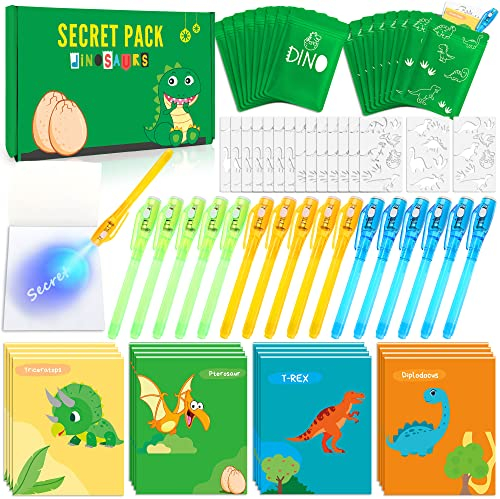 MarckersHome Penna segreta Invisibile e Taccuino,16 Dinosauro Gadget Compleanno Bambini, Bomboniere,Giocattoli Pignatta, Regalini ragazzo