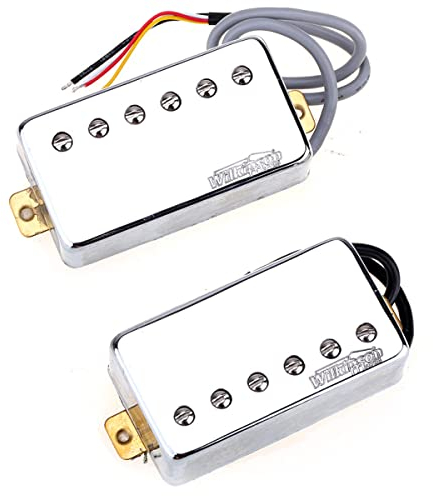 Wilkinson Alnico 5 PAF Humbucker Pickups Neck Bridge Tonabnehmer Set für Les Paul Style E-Gitarre, Chrom