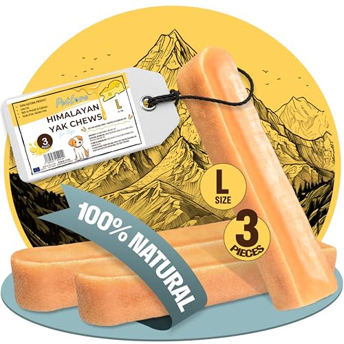 PetLove Bastoncini da masticare per cani himalayano, Yak per cani, taglia L, confezione da 3 pezzi, prodotto da masticare per cani di taglia grande, snack dentale a lunga durata, 100% naturale e senza
