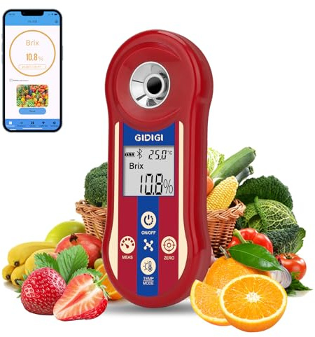 Brix - Refractómetro digital y comprobador de salinidad, medidor inteligente de azúcar Brix, refractómetro de sal para agua salada con ATC, rango de medición Brix 0,0-60% para frutas, vino y cerveza