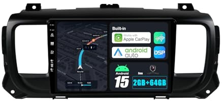 BXLIYER Android 15 IPS Autoradio pour Citroen Jumpy 3 / Peugeot Expert/Toyota Proace/Opel Vivaro (2016-2021) - 2G+64G - Carplay Android Auto - Caméra arrière - 2 Din IPS 9 Pouce - Dab Volant WLAN