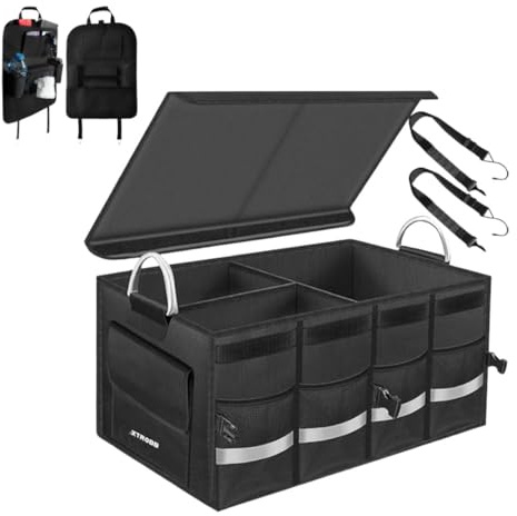 Limpure Organizador de Maletero para Coche con Asas de Aluminio + Organizador de Asiento Set Completo Plegable y Resistente Gran Capacidad y Material Impermeable