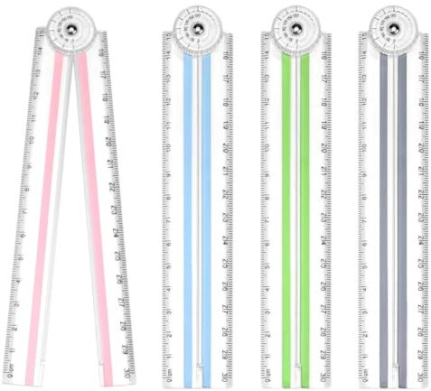 4 Piezas Regla Plegable de Plástico, Regla 30 cm, Regla de Medición, Regla de Dibujo, Regla Recta Plegable, Regla Geométrica para Oficina, Aprendizaje Escolar, Dibujo