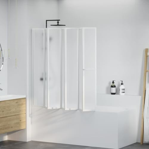 Ziaphsol Mampara de ducha plegable de 140 x 168 cm, marco de aluminio con tablero de PP, 7 paneles, toallero, para puerta de ducha, ducha, nicho, ahorro de espacio