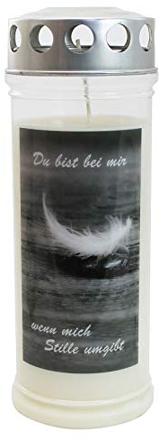Grave Candle - Memorial Candle - Grave Light Motif Feather/Stone Permanent Burner 7 Days