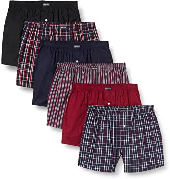 Lower East Amerikanska boxershorts, Herr, Marinblå/svart/vinröd (6-pack), 4XL