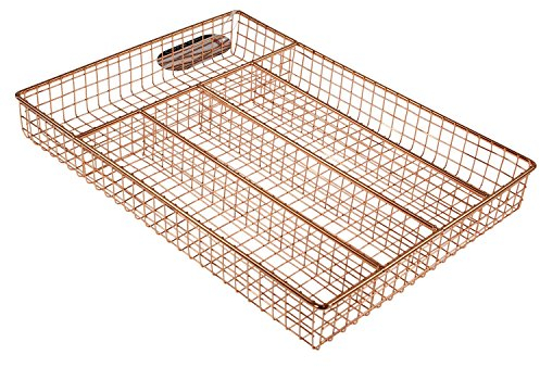 apollo THE HOUSEWARES BRAND Copper Cutlery Tray, Knife and Utensil Organiser, 5 Compartments, Durable, Size: 36x25x5 cm, Copper