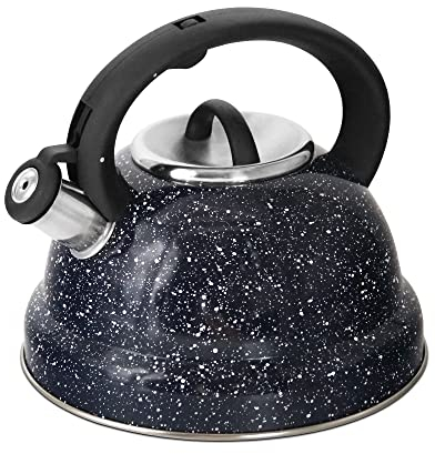 ROSSETTO Wasserkessel Teekessel 3 Liter aus hochwertigem Edelstahl Rostfrei Induktion Wasserkocher Teekocher mit Pfeifton, alle Herdarten geeignet, Klassischer Flötenkessel