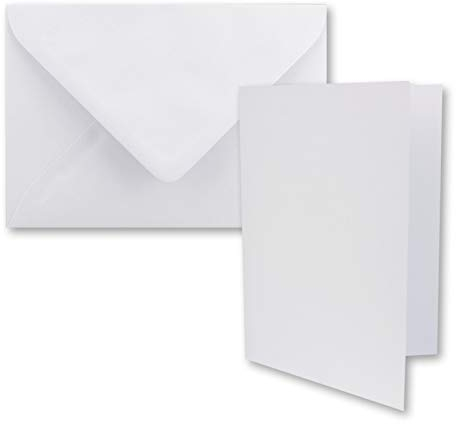 FarbenFroh by GUSTAV NEUSER 75x Faltkarten-Set DIN A7-10,5 x 7,4 cm - mit Umschlägen DIN C7 in Hochweiß (Weiß) - Kleine Doppelkarten blanko zum Selbstgestalten und Bedrucken