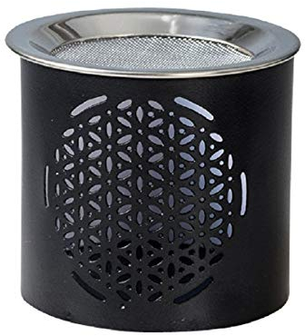HECK Kirchenbedarf Räucherstövchen 'Blume des Lebens' Schwarz, Eisen, Höhe 6 cm