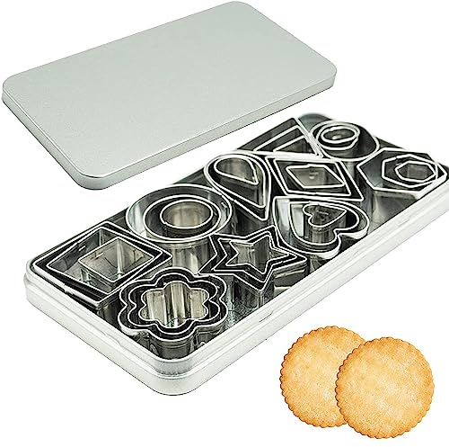 Senshuomy Mini Cookie Cutter Set,Biscuit Cutters,Shapes Cutter,Heart Cookie Cutters Set-10 Styles in 3 Sizes, Ideal for Cutting Polymer Clay, Pastry Dough, Pie Crust, and Fruits