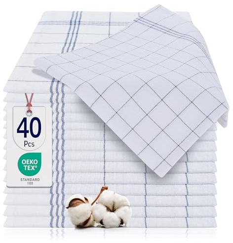 BARBONS 40 er Geschirrtücher Baumwolle 50x70 cm Küchentücher Geschirrhandtücher – Geschirrtuch, Küchenhandtücher, Küchentuch, Geschirrtuch Baumwolle Geschirrhandtuch, Trockentücher Küche (40er - Blau)