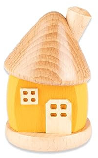 Holzwaren Egermann Petite maison de fumage ronde en bois Jaune 9 cm Fabriqué en Allemagne