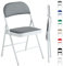 mcc direct Set of 1 Folding Chair, Faux Leather Foldable Chair with Metal Frame and Padded Seat, Easy to Fold and Store for Home, Office, Dining and Reception (Grey)
