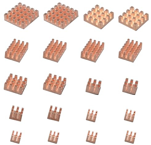 ZDE 20 piezas Disipador de calor de cobre puro enfriador de CPU con fuerte conductividad térmica para Raspberry Pi 5/4B