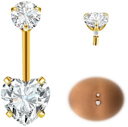 ESHIONER G23 Titanium navelpiercing, 14G, 10 mm, 12 mm, silver, guld, rosa, blå, lila, färgglad, liten, kort, lång graviditet, navelpiercingsmycken för kvinnor, 10MM, Titan