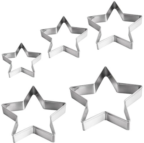 5 Pieces Star Cookie Cutter Set, Holiday Cookies Cutter Shapes for Homemaking Cookies Cookie Shaper Stainless Steel Biscuit Molds Bakeware Tools for Christmas, Graduation, Birthday Party