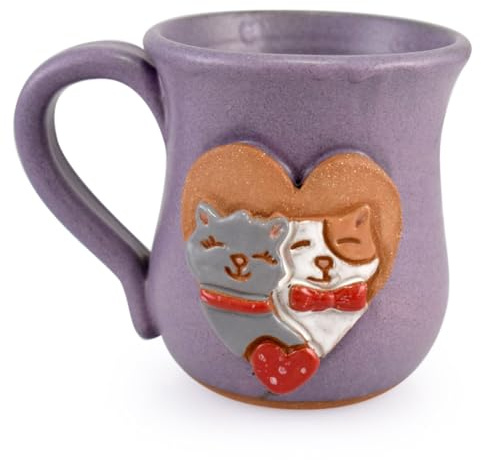 Modern Artisans Cuddlin' Cats Mug - American Made Stoneware Pottery, 16-oz