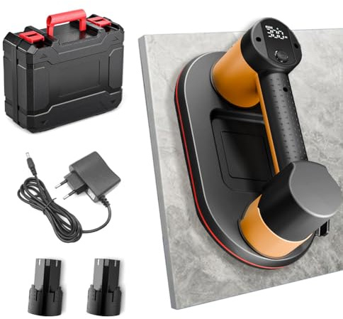 Sollevatore professionale a batteria per piastrelle, lastre e vetro, capacità di carico 300 kg, ventosa da 275 mm, 4000 mAh* 2, display LCD – Sollevatore piastre terrazze, aspiracristalli, piastrelle