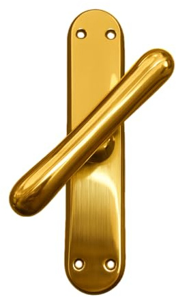 inferramenta Maniglia Cremonese Modello A Goccia Con Placca Lunga | Finitura Oro Lucido o Cromo Satinato | Design Elegante E Classico Per Porte E Finestre Legno (Con Perni, Oro Lucido)