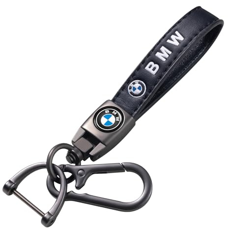 für Auto Schlüsselanhänger, Leder Schlüsselring für BMW X1 X3 X7 X5 X6 1 3 5 6 Series Z4 7 M Series, Unisex-Autozubehör, Schwarz