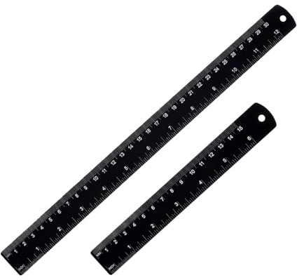 Stahllineal 30 cm 15cm Schwarz Kante Lineal für Schule Büro 2 Stück