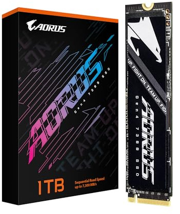 GIGABYTE AORUS Gen4 7300 SSD 1TB (w/o Heat Spreader) PCIe 4.0 NVMe M.2 Internal Solid State Drive with Read Speed Up to 7300MB/s, Write Speed Up to 6000MB/s, AG4731TB N