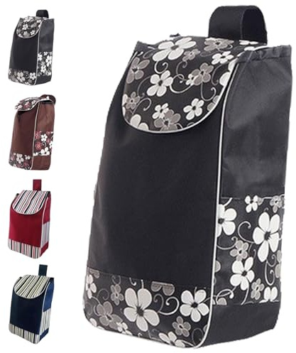 Bolsa Carro Compra, Bolsa de Repuesto para Carrito de Compras Plegable, Recambios Carro Compra, Fabricada en Tela Oxford Resistente e Impermeable, Capacidad Grande 32x20x56 cm (Negro)