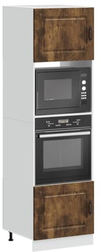 SKTQYQO Armadi Forno 2 pz Lucca Rovere Fumo in Legno Multistrato con Scomparto Spazioso e Piedini Regolabili per Microonde, Design Salvaspazio e Facile Manutenzione, Mobile da Cucina