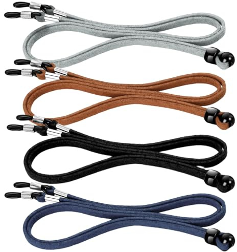 Weilin 4 Pcs Leather Glasses Straps - Universal Adjustable spectacles cord, glasses strap, Non-Slip Sunglass Lanyard Holder for Men & Women(70cm/27.56inch)