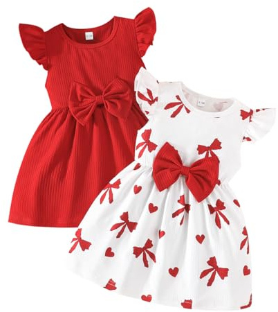UUAISSO Vestito Estivo per Bambina Stampa a Farfalla Fiocco Volant Senza Maniche Grazioso Vestito a Pois Ragazze Abbigliamento Estivo