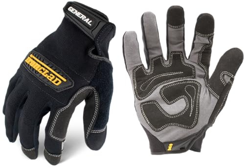 Ironclad General Utility Work Gloves GUG, All-Purpose, Performance Fit, Durable, Machine Washable, Sized Medium, (1 Pair) Black