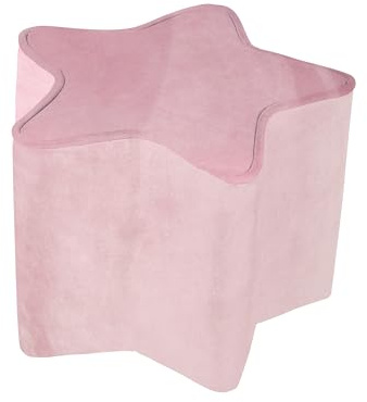 roba Kinderhocker Lil Sofa in Sternform - Bequemer Hocker in rosa Samtstoff - Polstermöbel Pouf für Kinderzimmer - Sitzhöhe 24 cm
