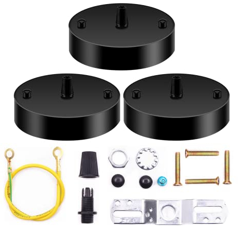 Biqing 3PCS Decken-baldachin für Lampe Metall Schwarz Base 120mm Lampenbaldachin für alle Lampen.