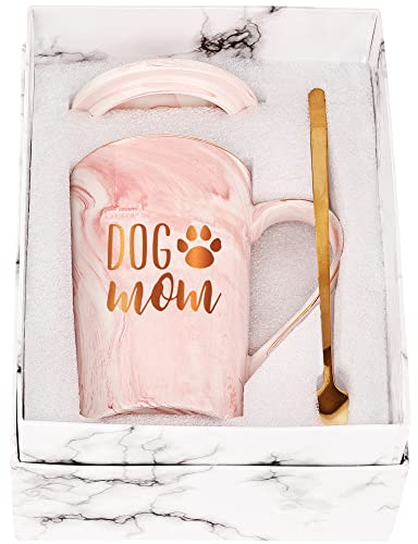 Hund-Mama-Becher Hund-Mama-Kaffeetasse Neuheit Hundebecher Hundegeschenke für Hundemama Mutter Hundeliebhaber Geburtstags-Muttertagsgeschenke für Hundemama von Tochter Sohn 400ml mit Geschenkbox Rosa