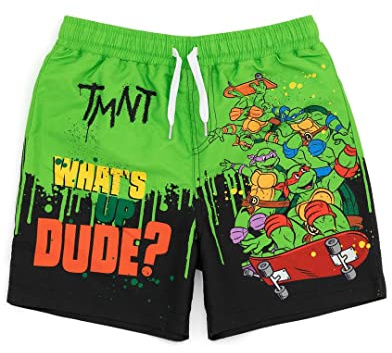 TEENAGE MUTANT NINJA Turtles Swim Shorts Boys Kids | Leonardo Donatello Michelangelo Raphael Skateboarding Pantalones de Natación | Traje de baño con cordón de Cintura de Tronco