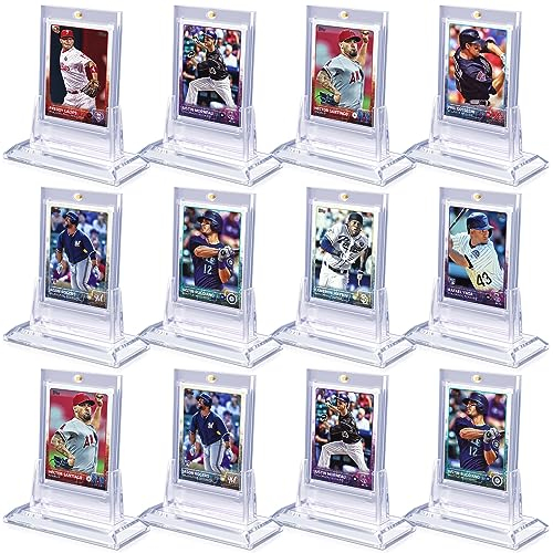 Magnetischer Kartenhalter für Sammelkarten, 12 Stück, Acryl-Baseball-Kartenhalter mit 12 Kartenständern, Kartenschutz, Hartplastik, passend für MTG- und Sportkarten (12)
