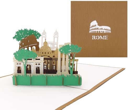 3D Pop Up Karte „Rom - Panorama“ als Souvenir, Gutschein, Einladungskarte, Geburtstagskarte, Einladung und Reisegutschein