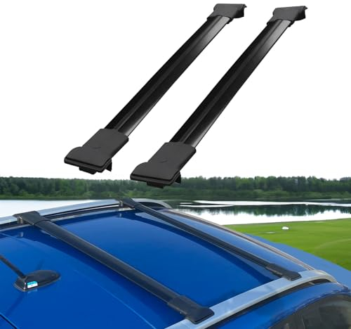 Rekapa-Car Roof Rack Compatible With Dacia Duster 2018-2023 Cross Bar For Roof Rails, Aluminium Set 2 Pcs Black