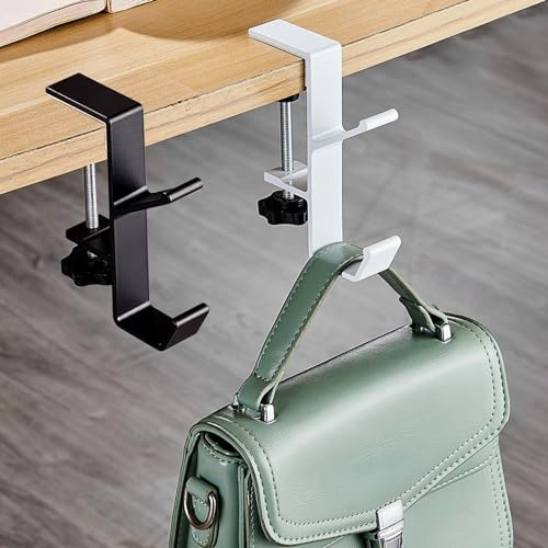 2 Pcs Handbag Hook,Non Slip Adjustable Bag Hanger,Hooks for Hanging with Double Hook,Multi Functional Bag Hook,Portable Purse Hook,Bag Holder for Hanging Keys,Bags,Hats and Umbrellas