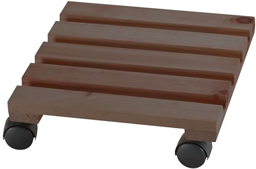 Dörner + Helmer Rullo per piante Economy, quadrato, 30 x 30 cm, portata 50 kg, in legno FSC, per interni, marrone scuro
