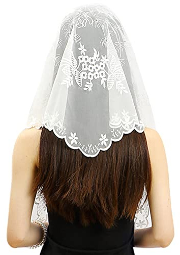 Greabuy Damhalsdukar för kvinnor broderi mantilla spets traditionell massa katolsk massa kyrka slöja sjalar och sjalar för kvinnor halsduk gåvor