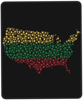America Map Stars Black History Month Mouse Pad 8.3 x 10.3 in Mousepad Office Desk Mat for School Students Gamer Computer Laptop Video Non-Slip Rubber Base