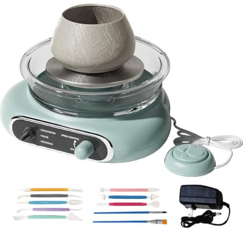 Tornio da vasaio per principianti, tornio da vasaio elettrico per ceramica con pedale, vasca staccabile, set di utensili per argilla, mini macchina per ceramica per la fabbricazione di argilla per