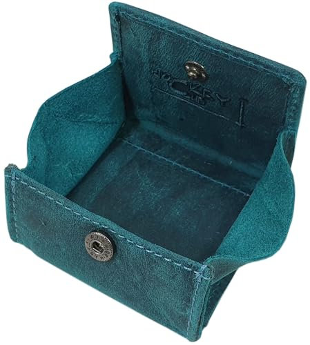 Kleine Büffel-Vollleder Wiener Schachtel Geldbörse/Münzbörse/Geldbeutel/Portemonnaie/Portmonaise/Geldtasche/Portmonee (Petrol)