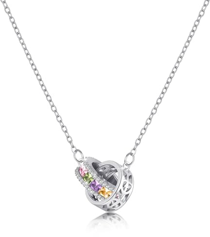 Linawe Ciondoli a catena in argento, gioielli in argento, set di catenine in acciaio inossidabile, collana di gioielli alla moda con pietra portafortuna in cristallo, regalo per donna