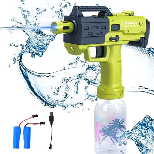 Wasserpistole Elektrisch für Erwachsene Kinder, Automatische Spritzpistolen 26-32 FT mit 300CC Große Kapazität Sehr Stark Spielzeug für Schwimmbad Pool Party Strand Draußen (Grün05)