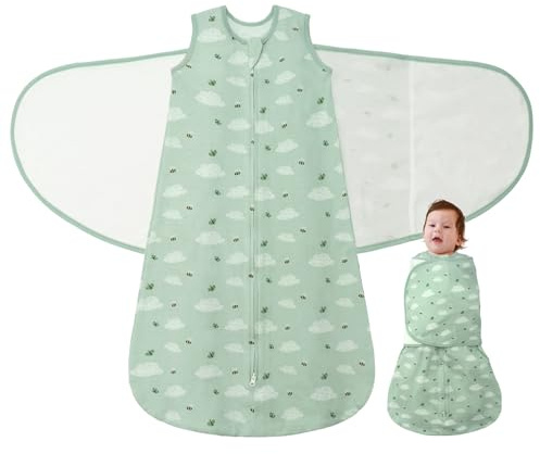 LILBESTIE Gigoteuse 0-6 Mois Tog 1 Gigoteuse Emmaillotage 100% Coton 3-1 Réglable Gigoteuses Bébé, Green