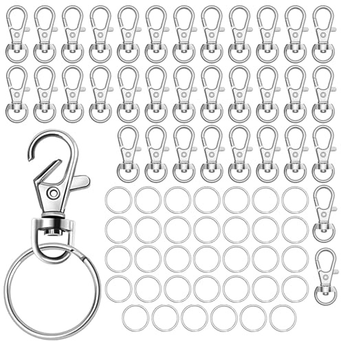 70PCS Cierres Desmontable Clave,35 Mosquetones y 35 Anillas Llaveros,Mosqueton Llavero,Giratoria Clave Cierres,Llavero de Metal con Ganchos de Langosta para DIY Manualidades Clave ﻿
